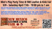 Men's Play Party Time @ NM Leather & Kink Fair, $20, 10 pm to 1 am