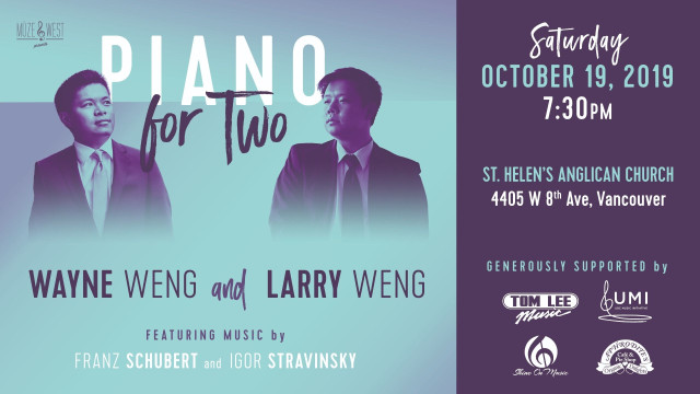 Piano for Two! Fine pianists from NY in Concert!