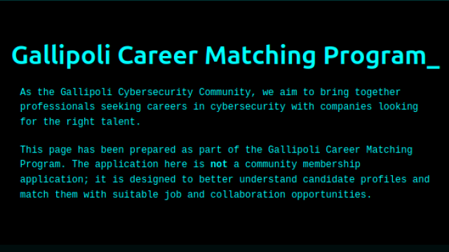 Gallipoli Career Matching Programı