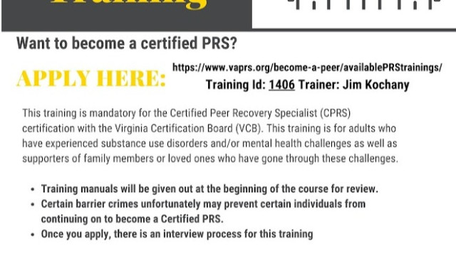 DBHDS PEER RECOVERY SPECIALIST TRAINING