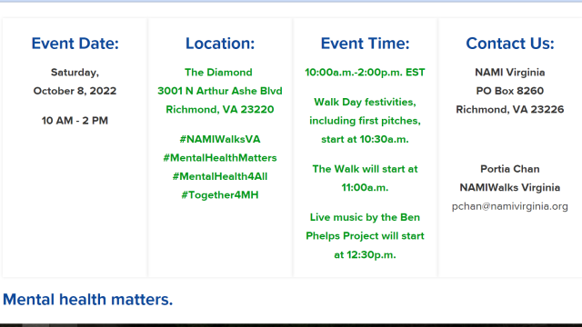 Henrico County Community Inclusion Meetup & NAMI WALKS 2022