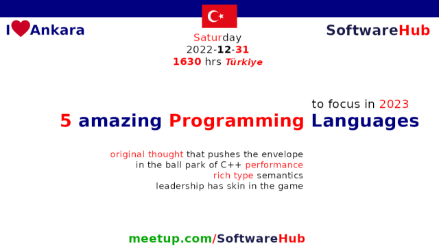 5 amazing programming languages to focus on in year 2023 (Sat, 31 Dec, 1630 hrs)